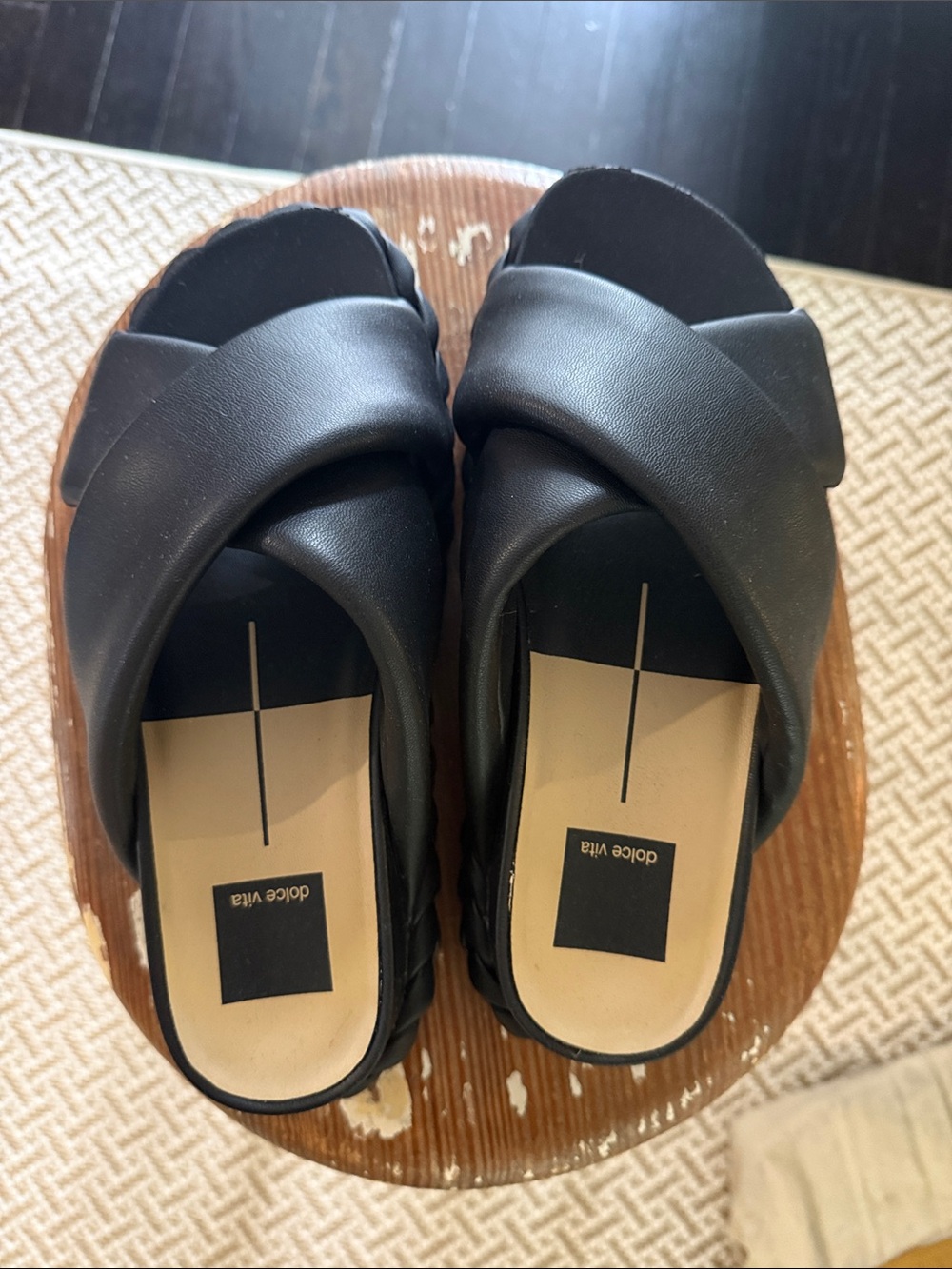 Dolce Vita Black Crisscross Slide Wedges